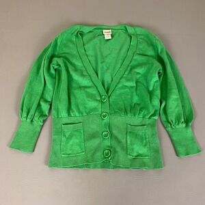 Route 66 Cardigan Sweater Women's Large‎ Green Knit Button Front Pockets Casual